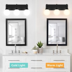 Lámpara de pared 3 luces con esferas de vidrio negra